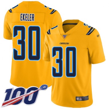 Los Angeles Chargers NFL Football Austin Ekeler Gold Jersey Men Limited  #30 100th Season Inverted Legend->youth nfl jersey->Youth Jersey
